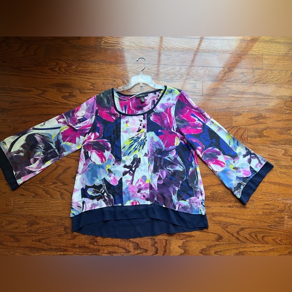 Style & Co. Floral Blouse - Pink and Blue Size Large - Picture 4 of 7